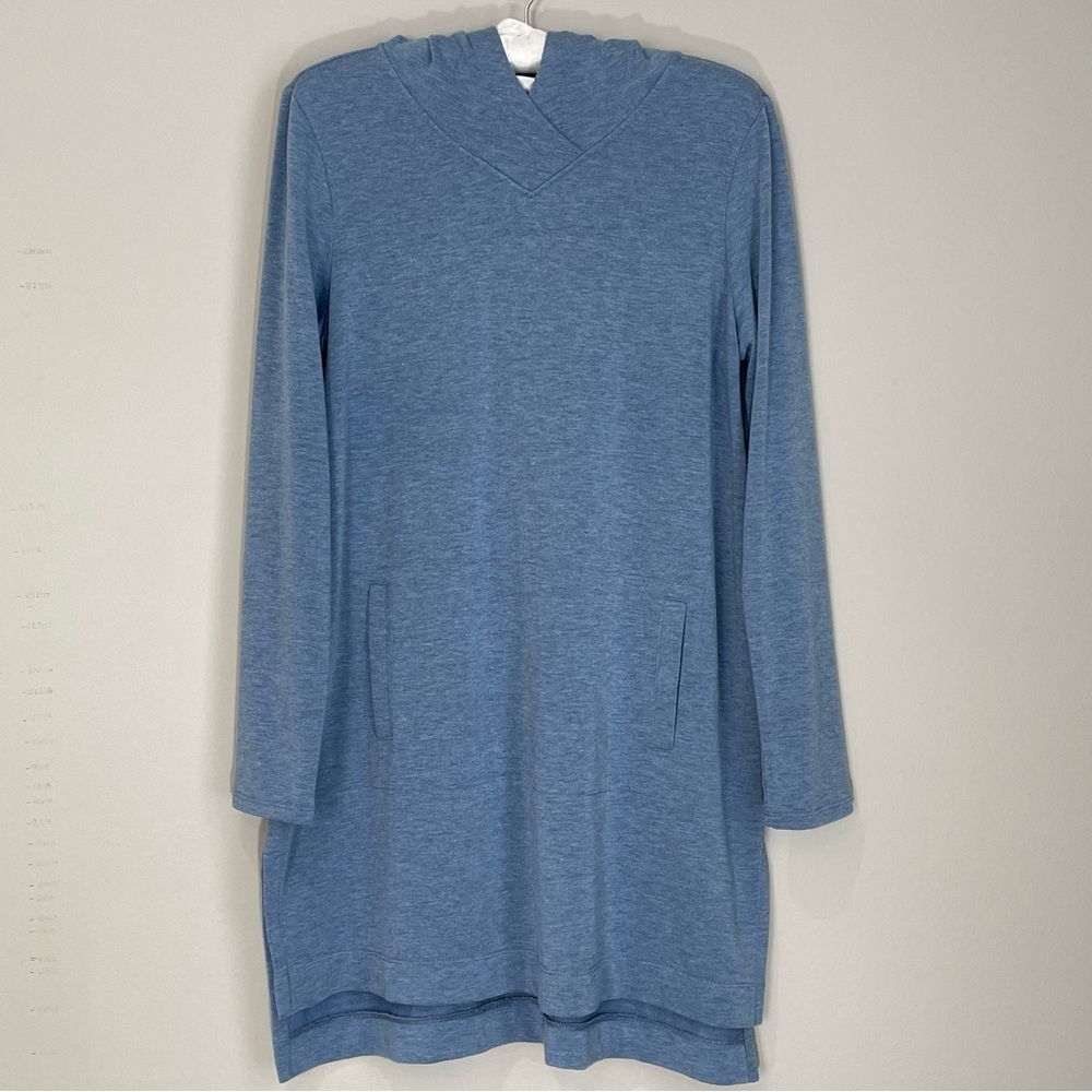 J. Jill PureJill Luxe Tencel Hoodie Tunic Swimsuit Coverup Pullover Size S Blue